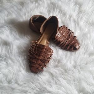 Leather huarache flat shoes